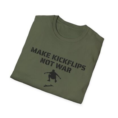 A Unisex Softstyle T-Shirt- Make Kickflips, Not War. - Image 4